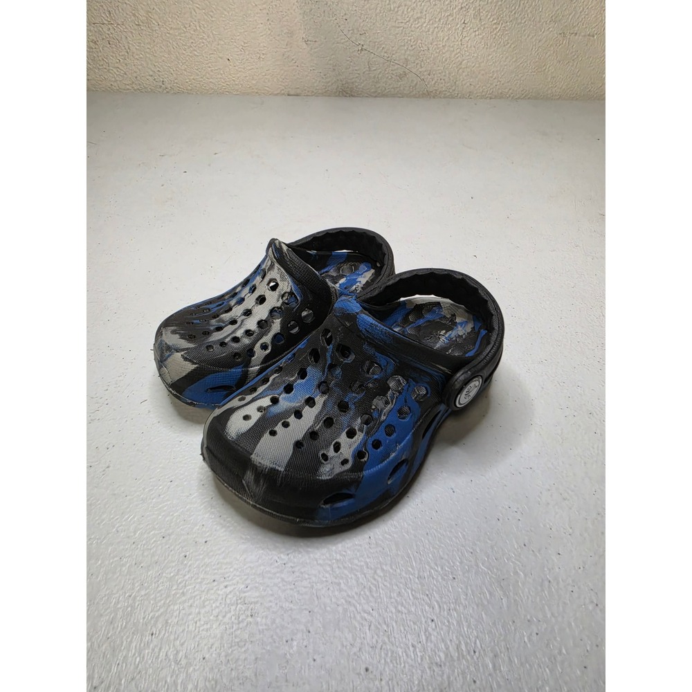 Joybees Kids Modern Clog Blue Black Camo Slip On Water Shoes Size 4/5